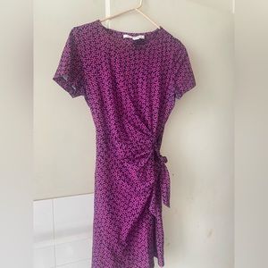 Dark pink and Navy printed dress